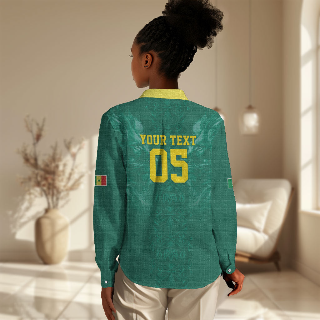 Custom Senegal Football Women Casual Shirt Lions Of Teranga Sporty Style