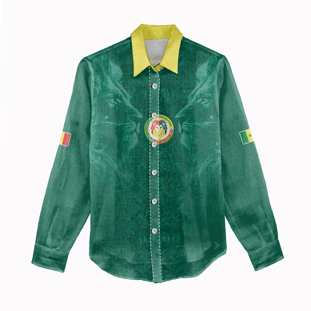 Custom Senegal Football Women Casual Shirt Lions Of Teranga Sporty Style