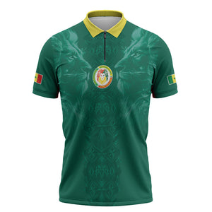 Custom Senegal Football Zipper Polo Shirt Lions Of Teranga Sporty Style