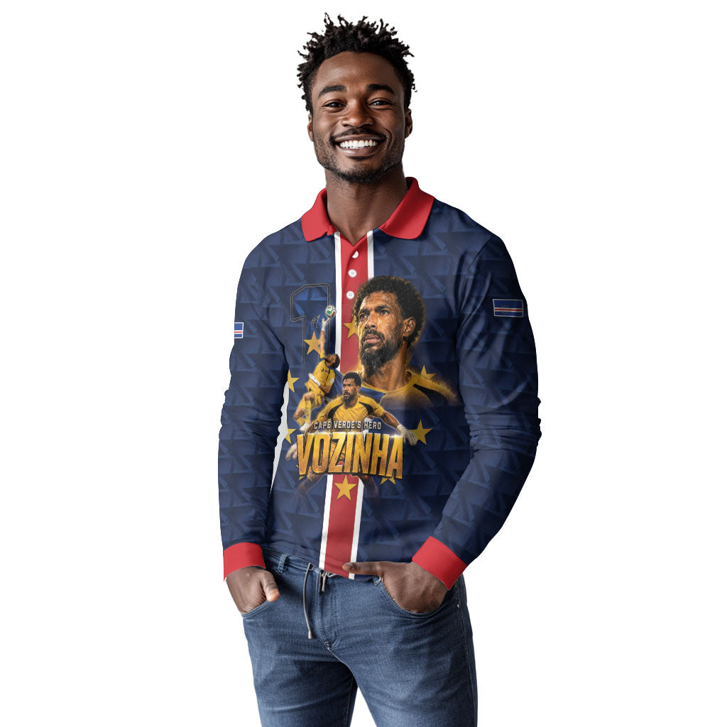 Custom Vozinha Goalkeeper Hero Cabo Verde Football 2026 Long Sleeve Polo Shirt