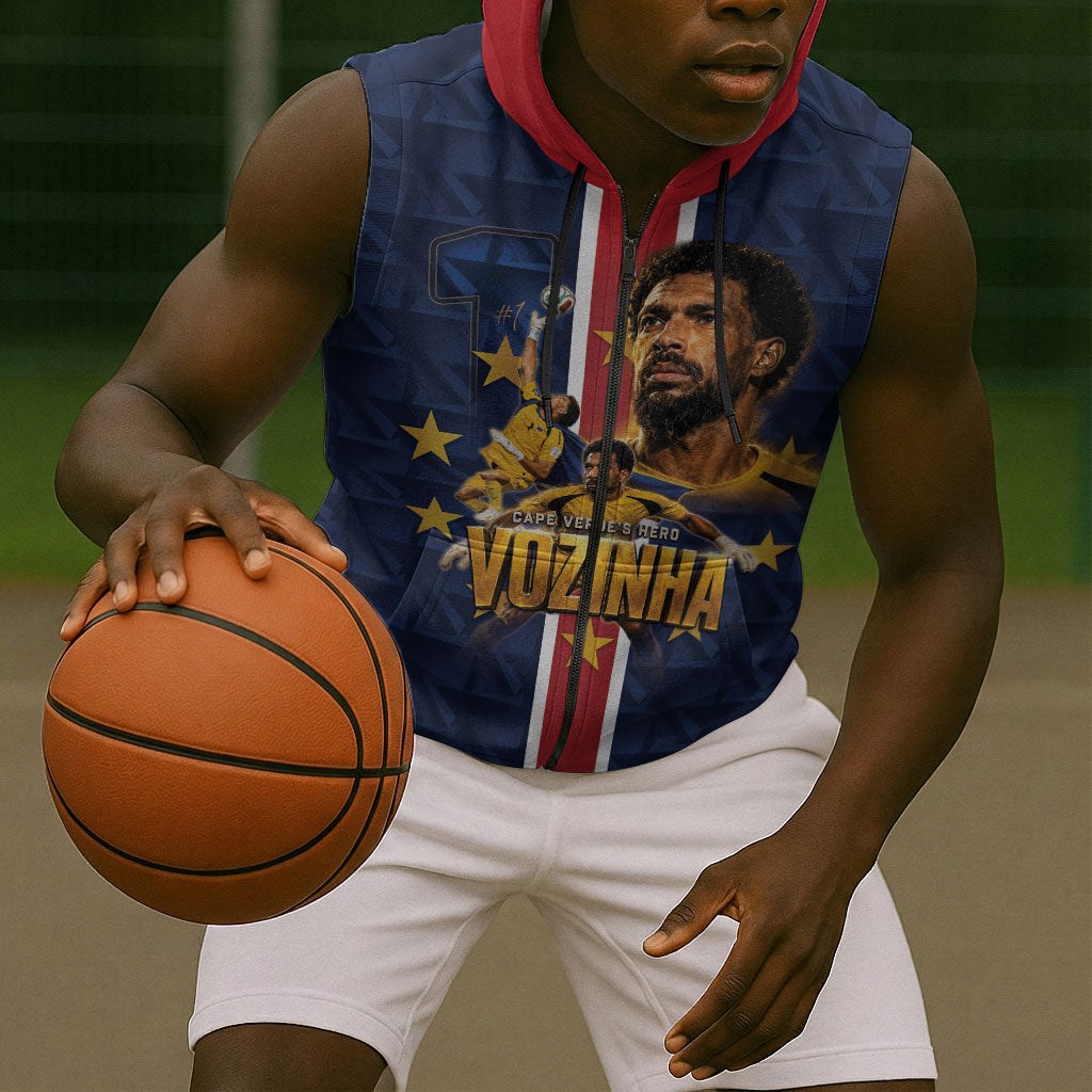 Custom Vozinha Goalkeeper Hero Cabo Verde Football 2026 Sleeveless Zip Hoodie