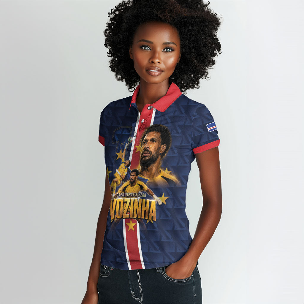 Custom Vozinha Goalkeeper Hero Cabo Verde Football 2026 Women Polo Shirt