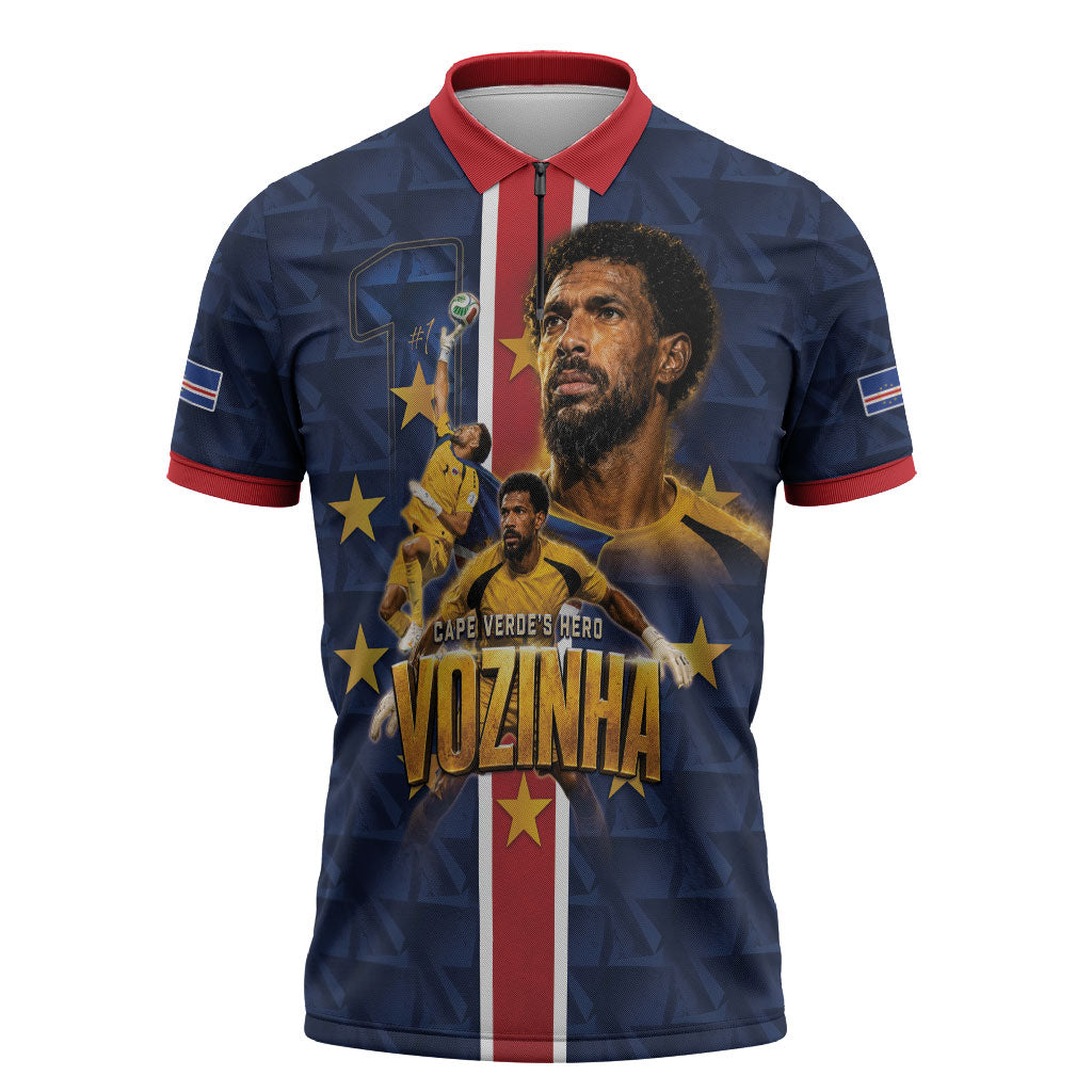 Custom Vozinha Goalkeeper Hero Cabo Verde Football 2026 Zipper Polo Shirt