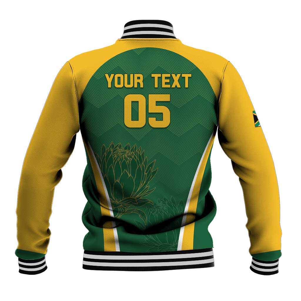 Custom South Africa Cricket Baseball Jacket Go Champions Protea Pattern
