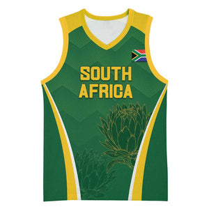 Custom South Africa Cricket Basketball Jersey Go Champions Protea Pattern - African Pride