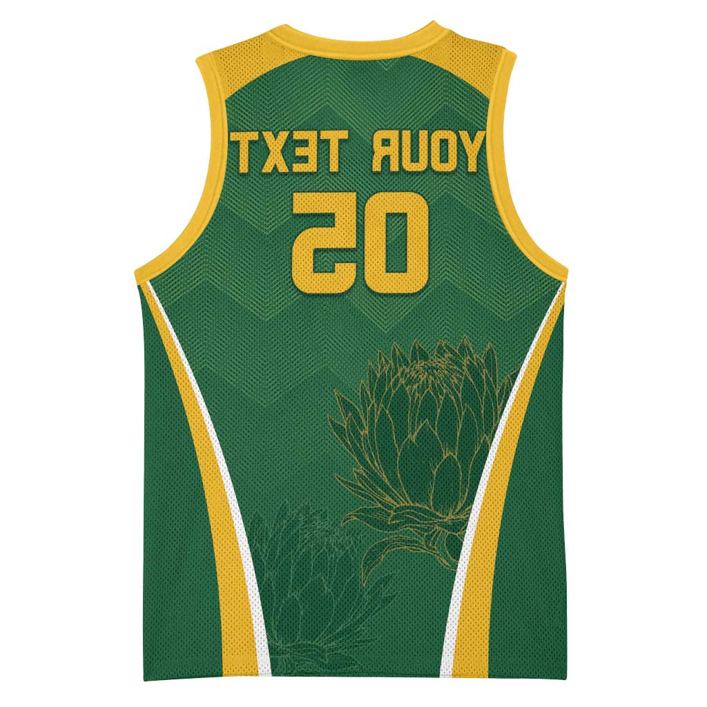 Custom South Africa Cricket Basketball Jersey Go Champions Protea Pattern - African Pride