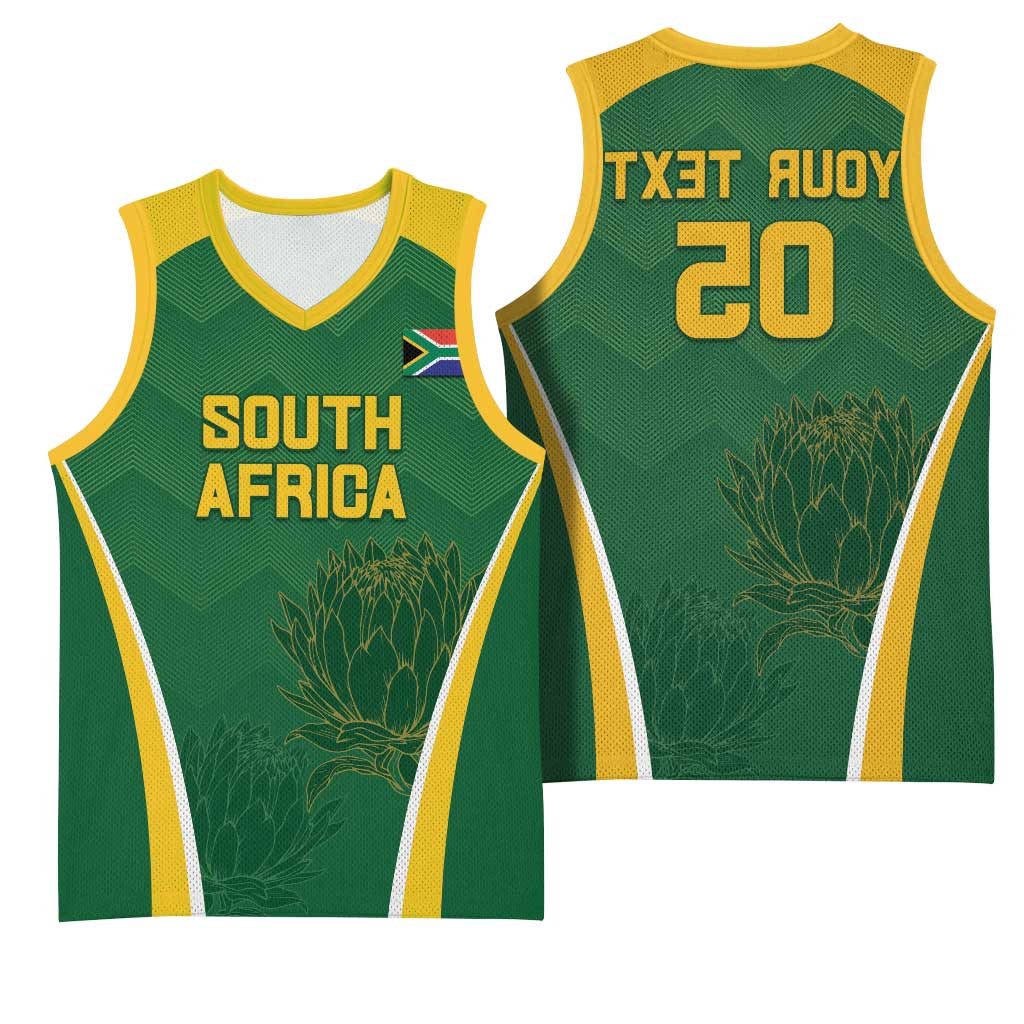 Custom South Africa Cricket Basketball Jersey Go Champions Protea Pattern - African Pride