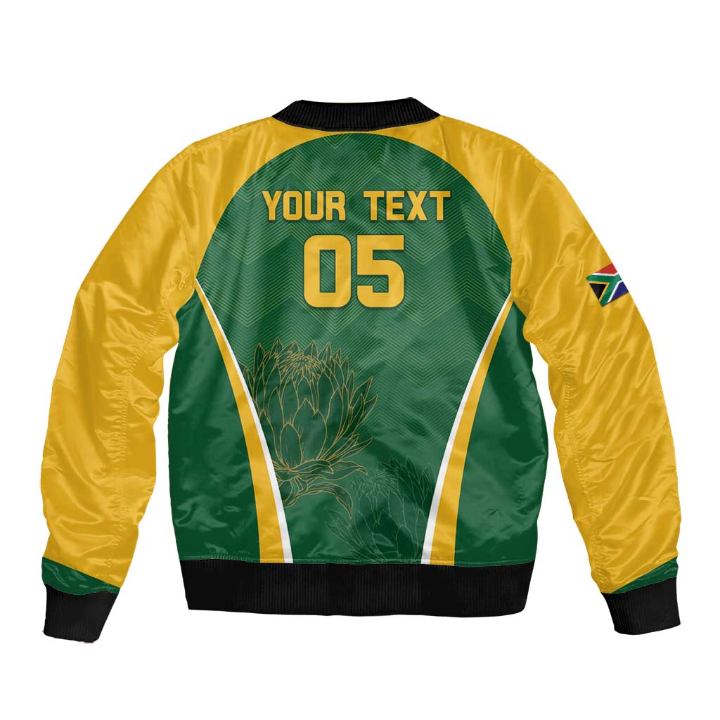 Custom South Africa Cricket Bomber Jacket Go Champions Protea Pattern