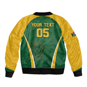 Custom South Africa Cricket Bomber Jacket Go Champions Protea Pattern