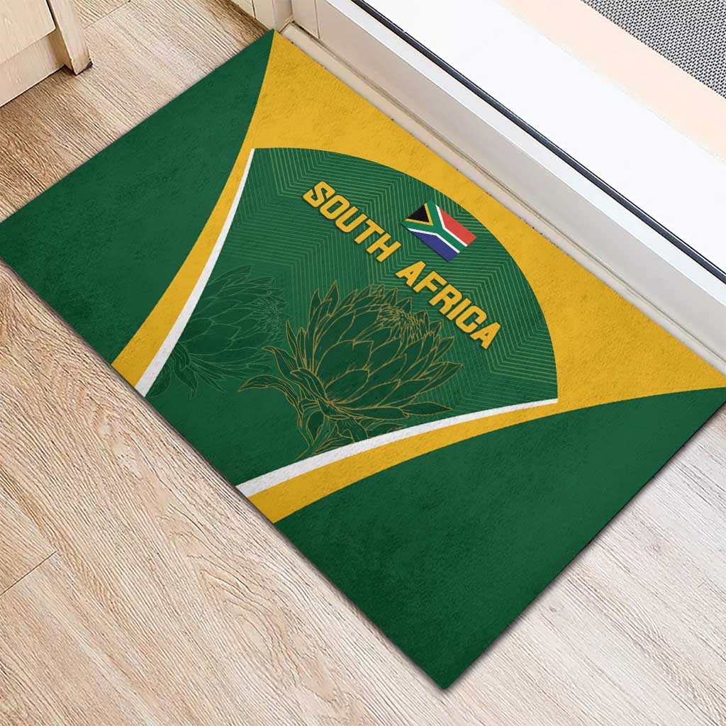 South Africa Cricket Rubber Doormat Go Champions Protea Pattern