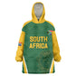 Custom South Africa Cricket Wearable Blanket Hoodie Go Champions Protea Pattern