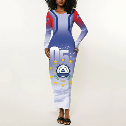 Cape Verde July 5th Long Sleeve Bodycon Dress Happy Independence Day