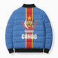 DR Congo Independence Day Bomber Puffer Jacket Leopard Pattern With Coat Of Arms