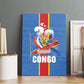 DR Congo Independence Day Canvas Wall Art Leopard Pattern With Coat Of Arms