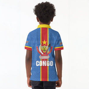 DR Congo Independence Day Kid Polo Shirt Leopard Pattern With Coat Of Arms