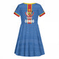 DR Congo Independence Day Kid Short Sleeve Dress Leopard Pattern With Coat Of Arms