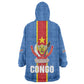 DR Congo Independence Day Kid Wearable Blanket Hoodie Leopard Pattern With Coat Of Arms