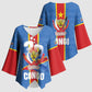 DR Congo Independence Day Kimono Sleeve Blouse Leopard Pattern With Coat Of Arms