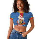 DR Congo Independence Day Raglan Cropped T shirt Leopard Pattern With Coat Of Arms