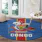DR Congo Independence Day Round Carpet Leopard Pattern With Coat Of Arms