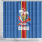 DR Congo Independence Day Shower Curtain Leopard Pattern With Coat Of Arms