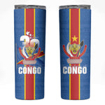 DR Congo Independence Day Skinny Tumbler Leopard Pattern With Coat Of Arms