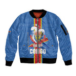 DR Congo Independence Day Sleeve Zip Bomber Jacket Leopard Pattern With Coat Of Arms