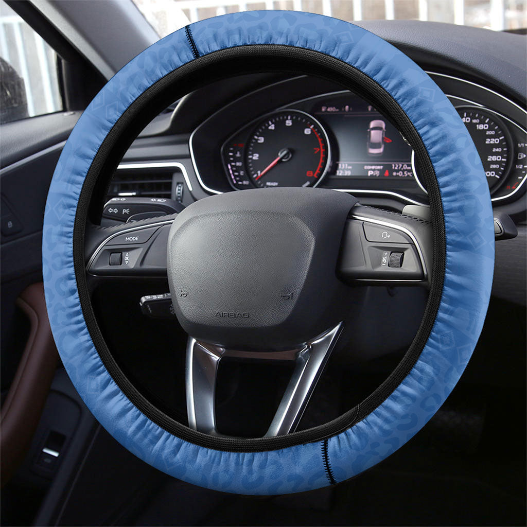 DR Congo Independence Day Steering Wheel Cover Leopard Pattern With Coat Of Arms
