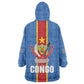 DR Congo Independence Day Wearable Blanket Hoodie Leopard Pattern With Coat Of Arms