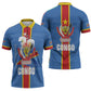 DR Congo Independence Day Zipper Polo Shirt Leopard Pattern With Coat Of Arms