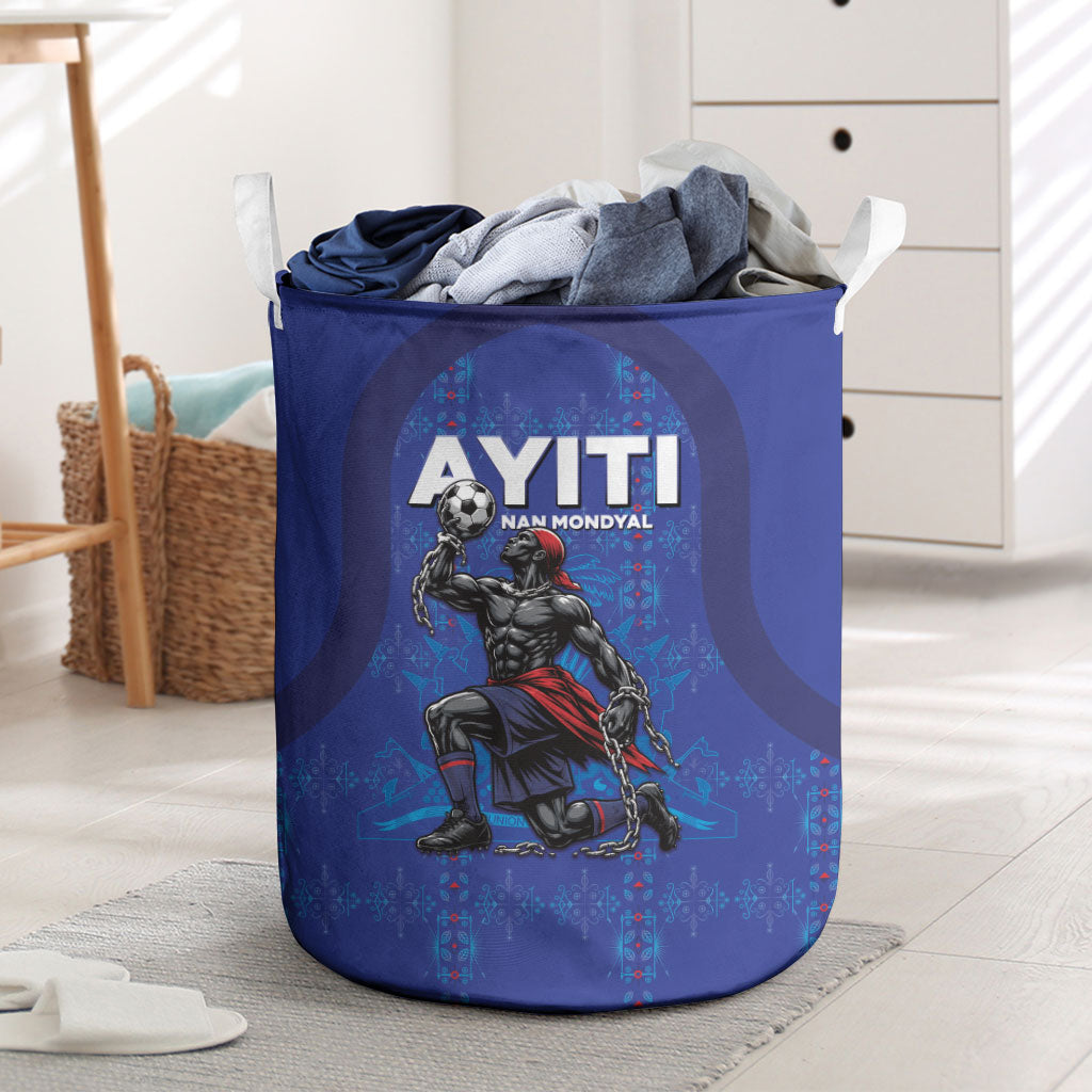 Haiti Ayiti Nan Mondyal 2026 Laundry Basket Fyete Lit Victwa Blue Version