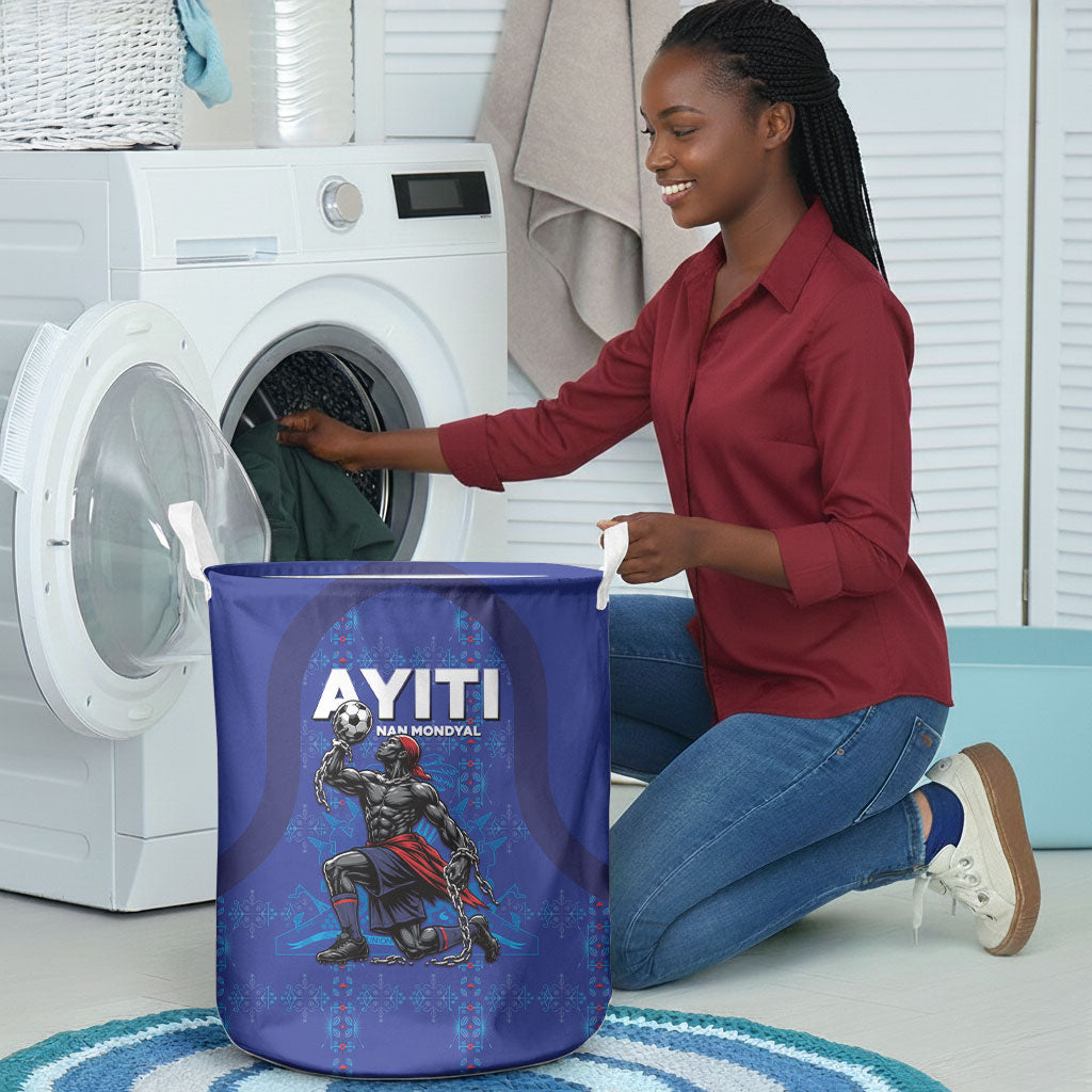 Haiti Ayiti Nan Mondyal 2026 Laundry Basket Fyete Lit Victwa Blue Version