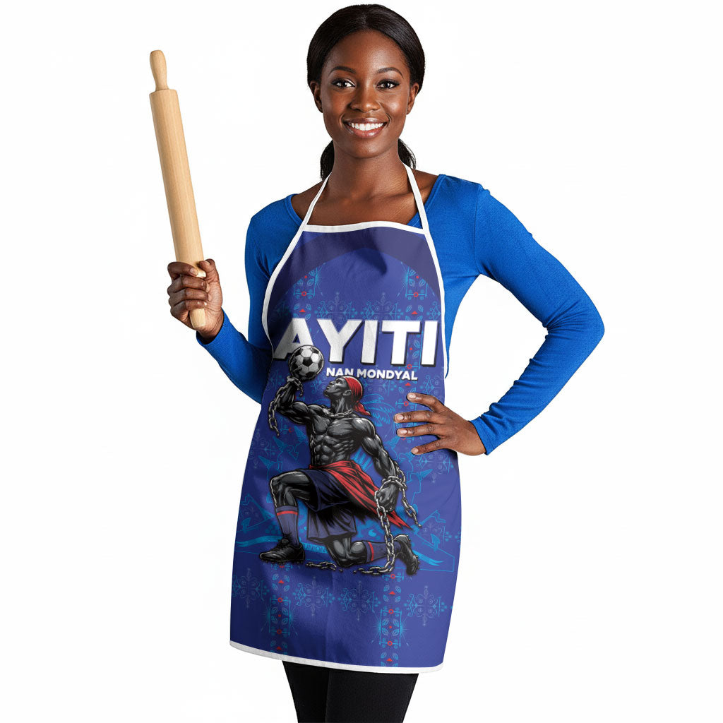 Haiti Ayiti Nan Mondyal 2026 Apron Fyete Lit Victwa Blue Version