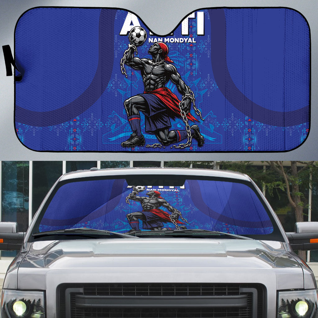 Haiti Ayiti Nan Mondyal 2026 Auto Sun Shade Fyete Lit Victwa Blue Version