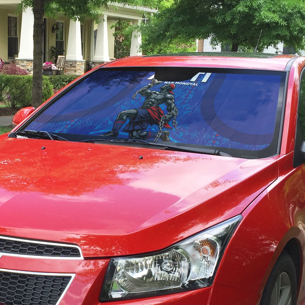 Haiti Ayiti Nan Mondyal 2026 Auto Sun Shade Fyete Lit Victwa Blue Version