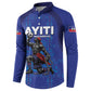 Custom Haiti Ayiti Nan Mondyal 2026 Button Sweatshirt Fyete Lit Victwa Blue Version