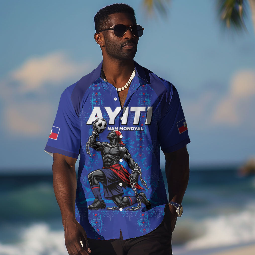 Custom Haiti Ayiti Nan Mondyal 2026 Hawaiian Shirt Fyete Lit Victwa Blue Version