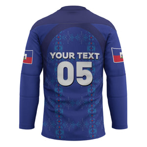 Custom Haiti Ayiti Nan Mondyal 2026 Hockey Jersey Fyete Lit Victwa Blue Version