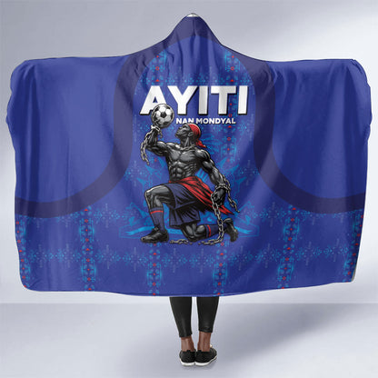 Haiti Ayiti Nan Mondyal 2026 Hooded Blanket Fyete Lit Victwa Blue Version