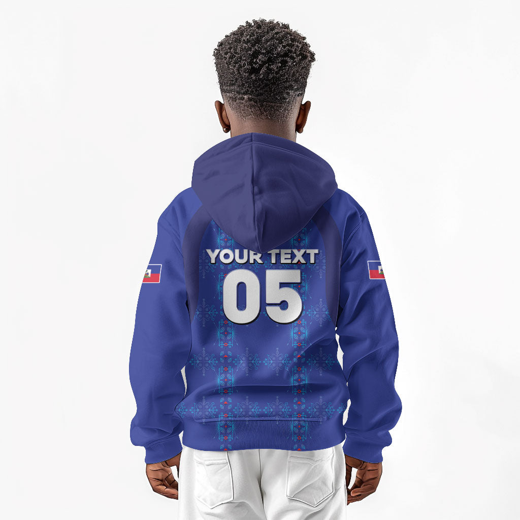 Custom Haiti Ayiti Nan Mondyal 2026 Kid Hoodie Fyete Lit Victwa Blue Version