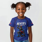Custom Haiti Ayiti Nan Mondyal 2026 Kid T shirt Fyete Lit Victwa Blue Version