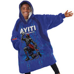 Custom Haiti Ayiti Nan Mondyal 2026 Kid Wearable Blanket Hoodie Fyete Lit Victwa Blue Version