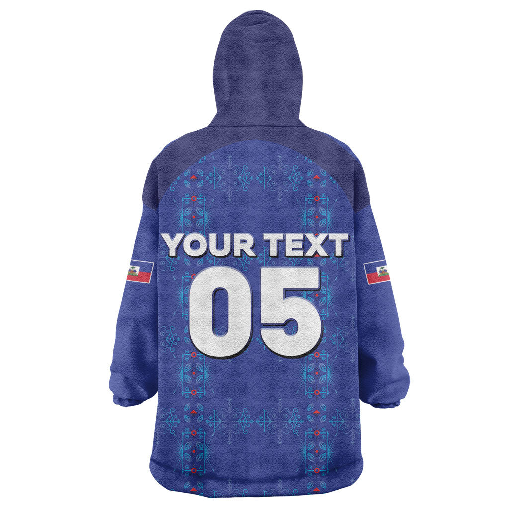 Custom Haiti Ayiti Nan Mondyal 2026 Kid Wearable Blanket Hoodie Fyete Lit Victwa Blue Version