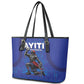 Haiti Ayiti Nan Mondyal 2026 Leather Tote Bag Fyete Lit Victwa Blue Version