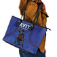 Haiti Ayiti Nan Mondyal 2026 Leather Tote Bag Fyete Lit Victwa Blue Version