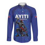 Custom Haiti Ayiti Nan Mondyal 2026 Long Sleeve Button Shirt Fyete Lit Victwa Blue Version