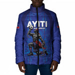 Custom Haiti Ayiti Nan Mondyal 2026 Padded Jacket Fyete Lit Victwa Blue Version