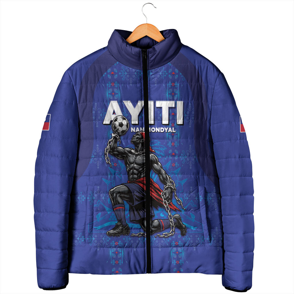 Custom Haiti Ayiti Nan Mondyal 2026 Padded Jacket Fyete Lit Victwa Blue Version