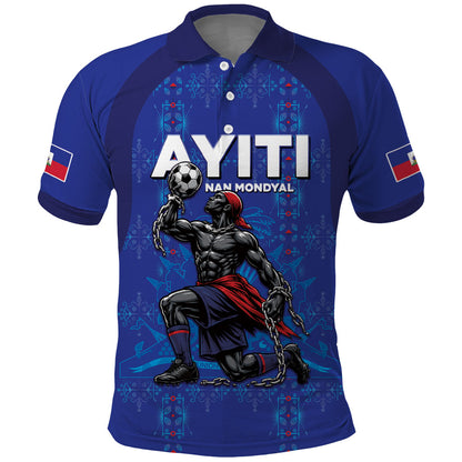 Custom Haiti Ayiti Nan Mondyal 2026 Polo Shirt Fyete Lit Victwa Blue Version
