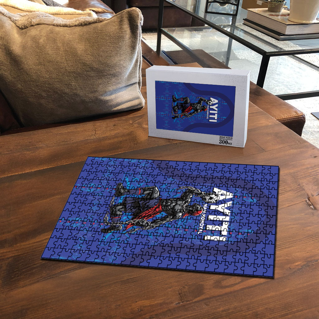 Haiti Ayiti Nan Mondyal 2026 Puzzle Fyete Lit Victwa Blue Version